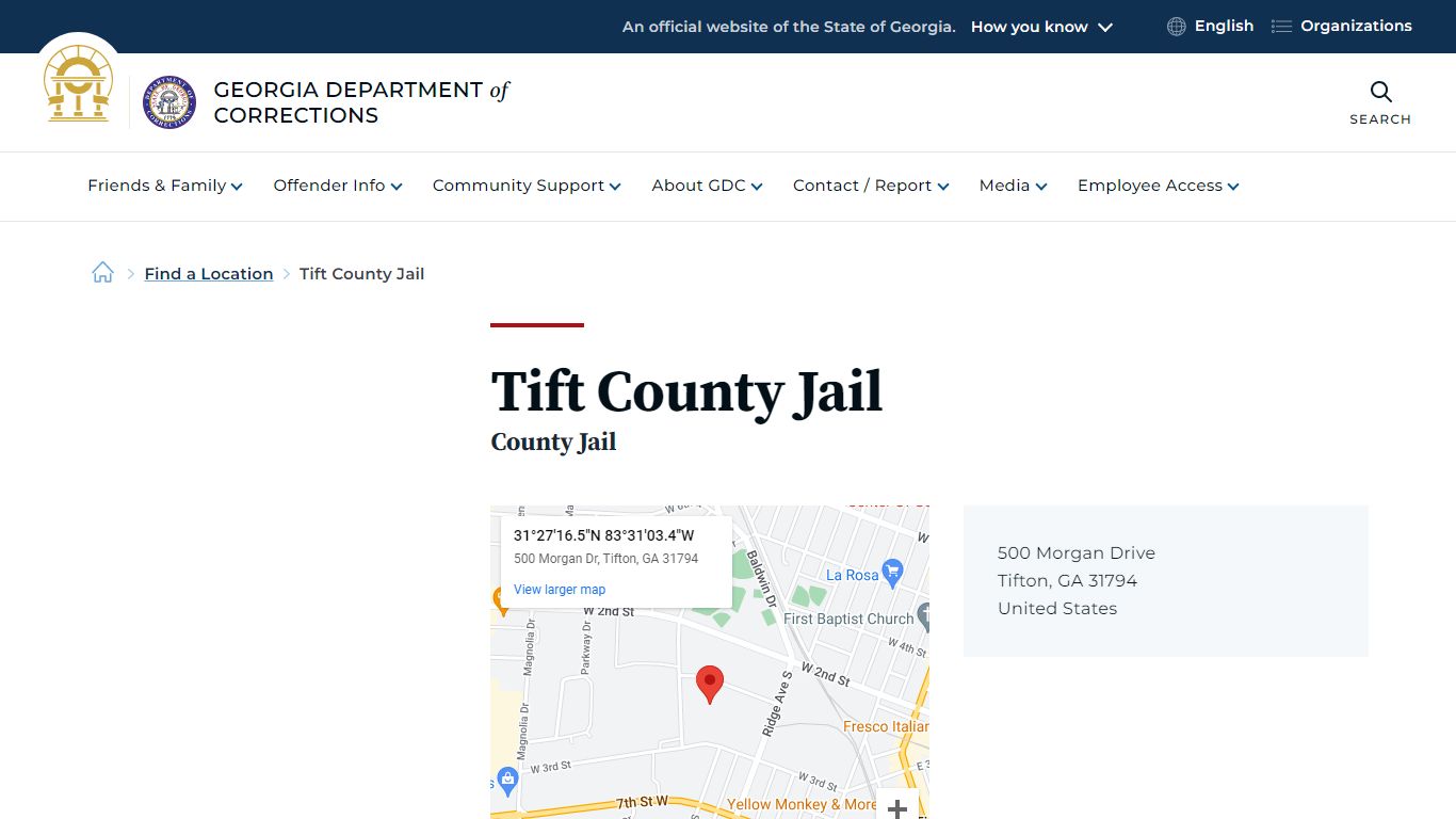 Tift County Jail | Georgia Department of Corrections